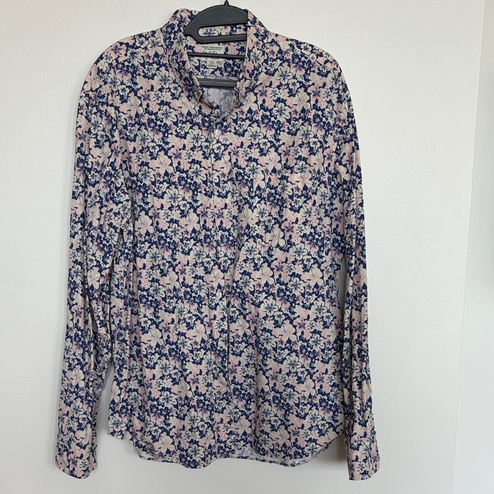 J. Crew Blue and Pink Floral Men's Shirt, J. Crew Re-Imagined